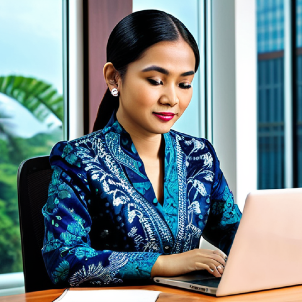 몰디브 한식당 - Modern Malaysian Businesswoman**
"A professional Malaysian businesswoman in a modest batik kebaya, ...