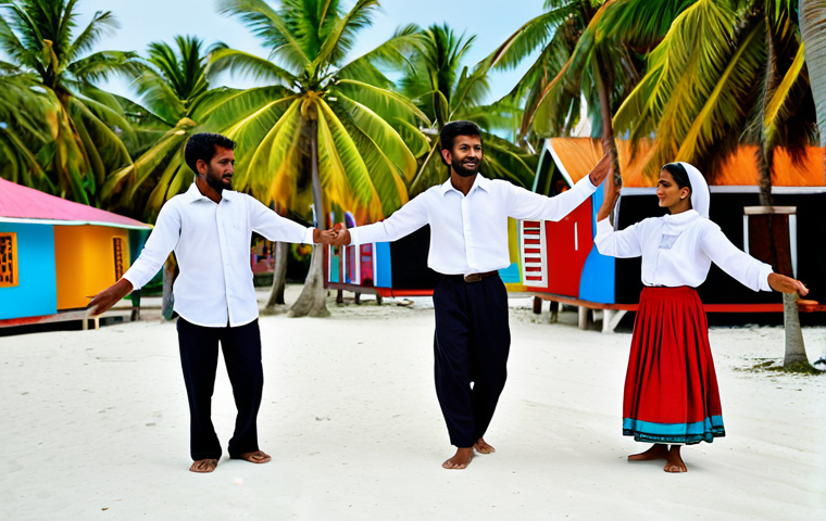 몰디브 전통 춤 디바루 - Dhivehi Libaas Craftswoman**

"A skilled craftswoman, fully clothed, meticulously embroidering a Dhi...