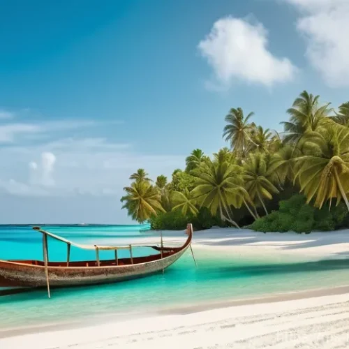 Home 17 몰디브 코로나19 정책 - **Prompt:** A serene and joyful scene depicting travelers arriving at a vibrant local Maldivian isla...