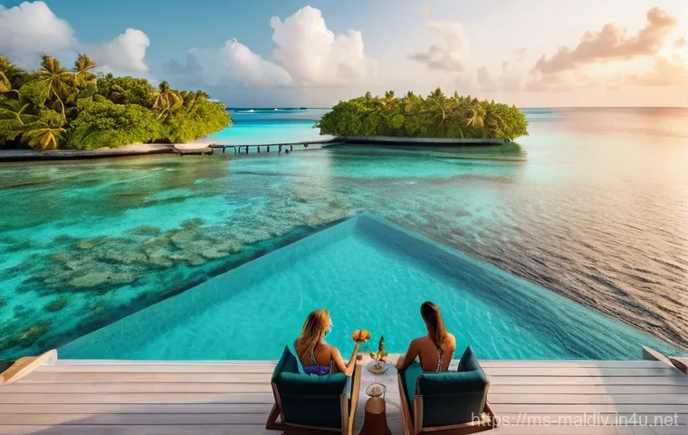 몰디브와 몰타 차이점 - **Prompt:** A serene and luxurious Maldivian overwater villa at sunrise. The private deck overlooks ...