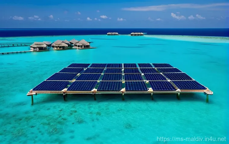 몰디브 재생에너지 프로젝트 - **Prompt 1: Maldivian Paradise Under the Sun's Gaze**
    "A breathtaking aerial view of a pristine ...