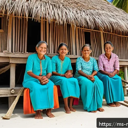 몰디브 로컬 주민 인터뷰 - A vibrant community scene in a small Maldivian village showing a group of men and women working toge...